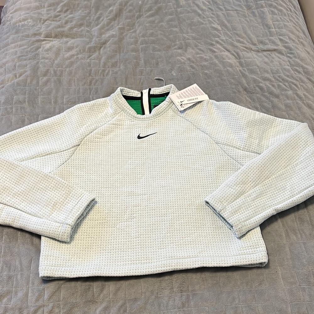 NWT Nike Tech Pack Cropped Sweatshirt, Cropped, Green, White, Size S